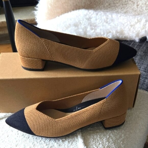 Rothy's Tan and Black Flats Classic Cap-Toe Design NEW - Picture 9 of 10